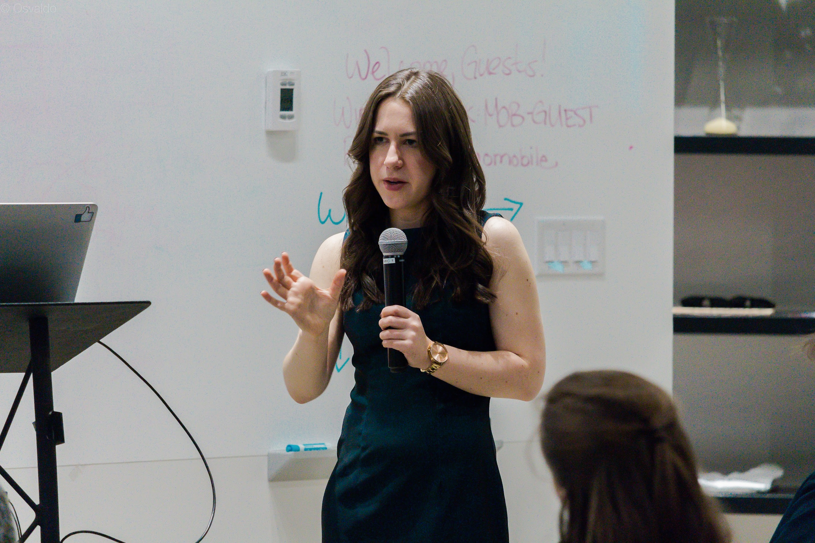 Leah speaking at a design event